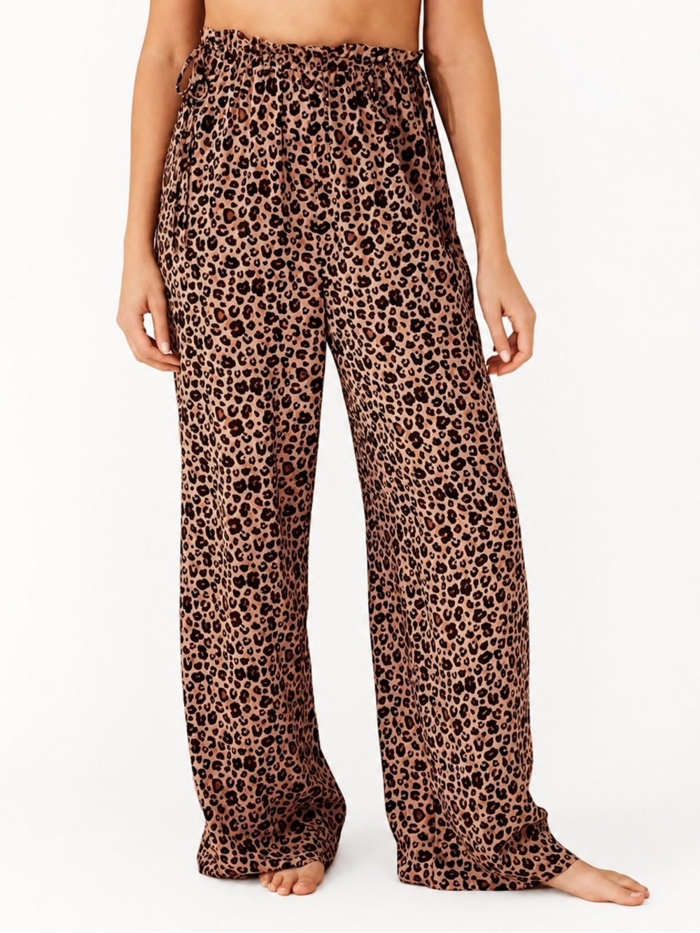 Shade & Shore Leopard Print Wide Leg Cover-Up Pants Size M